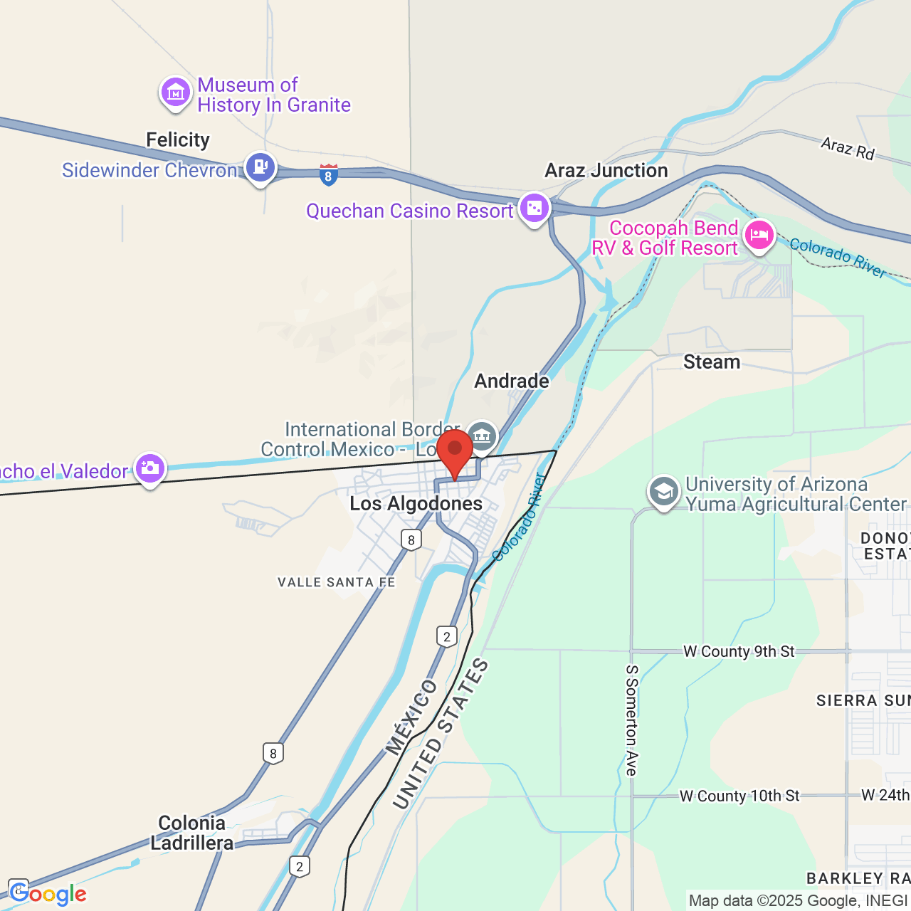 Google map image of our location in 16 de Septiembre 390 Vicente Guerrero, B.C.